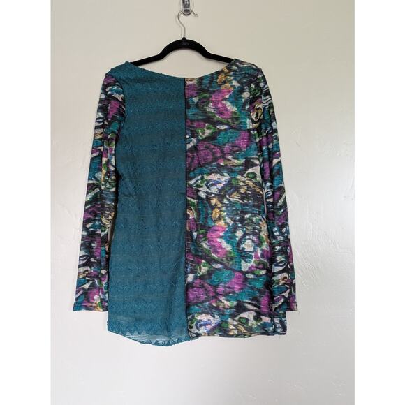 Mixed Media Colorful Art to Wear Top Women's Size Medium Boho Abstract Patchwork - Picture 4 of 8